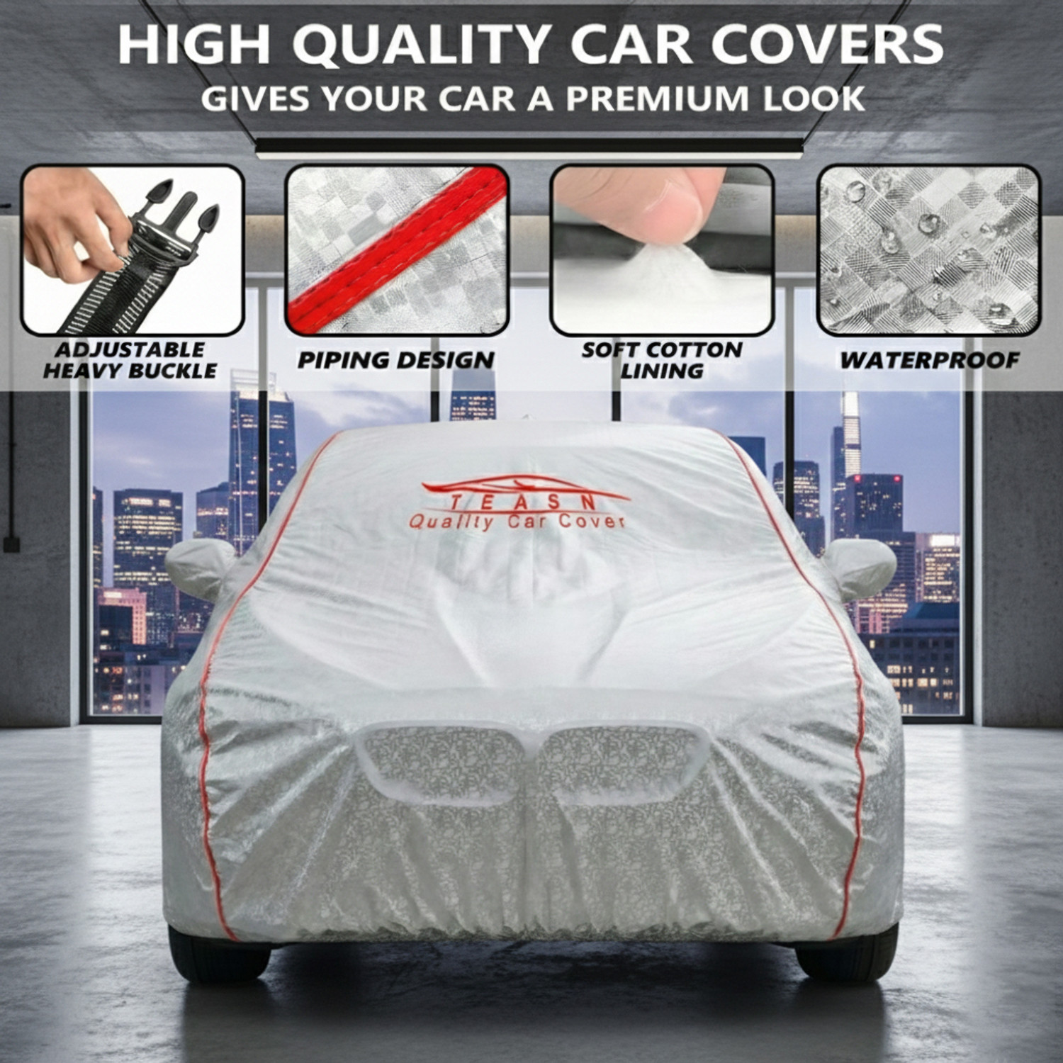 Image of TEASN Car Cover For Maruti Suzuki Brezza (With Mirror Pockets)