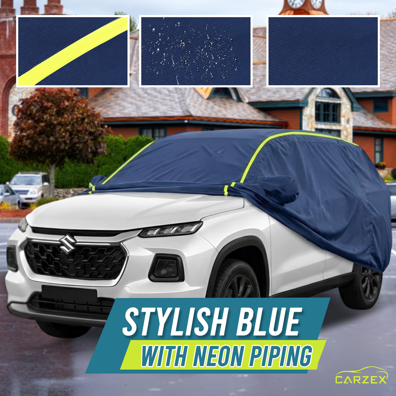 Image of CARZEX Maruti Suzuki Brezza Body Cover (Blue, For 2024, 2025, 2026 Models)