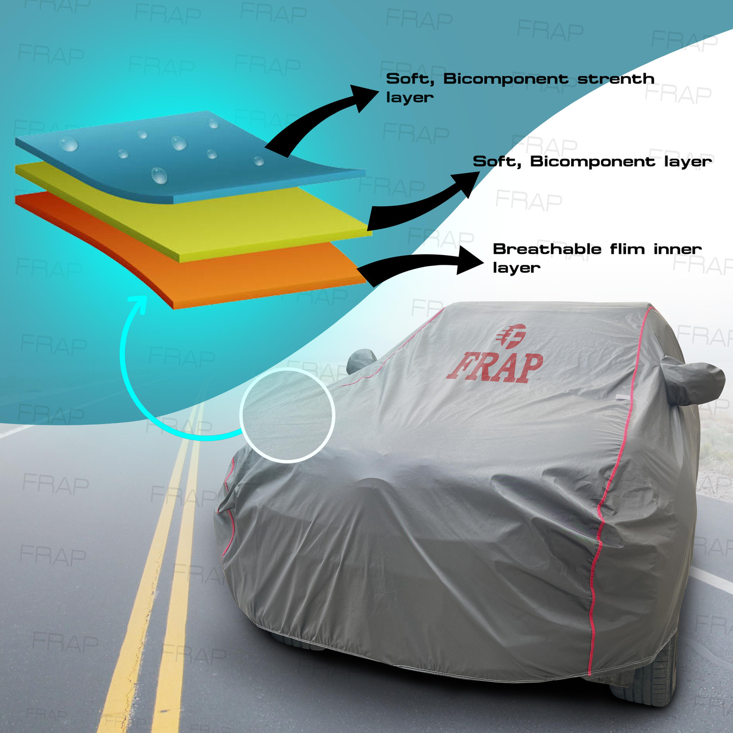 Image of Frap Car Cover For Maruti Suzuki Swift, Swift LXI, Swift VXI Optional, Swift ZXI Plus (With Mirror Pockets)