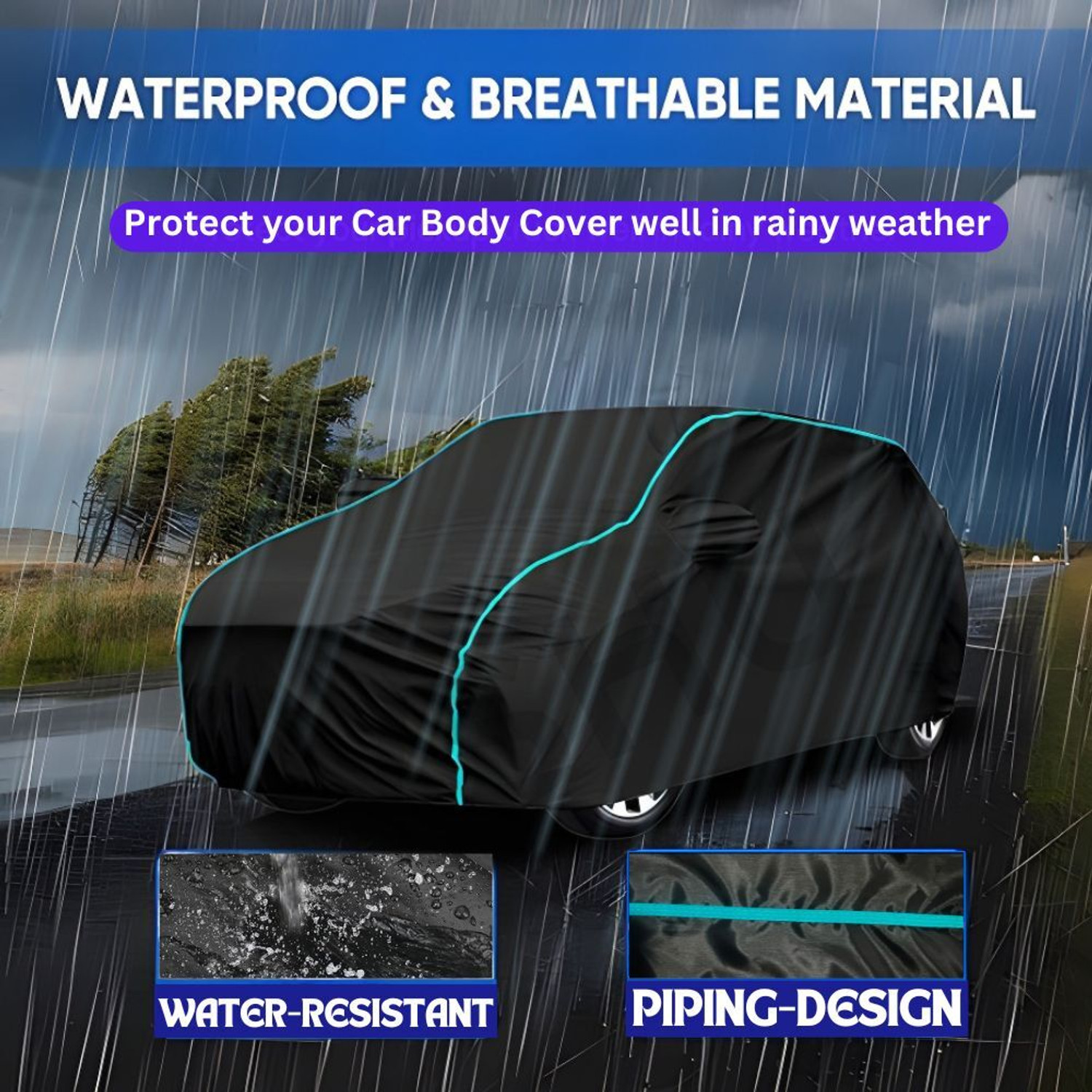 Image of AYSHU Car Cover For Tata Tiago, Tiago 1.05 Revotorq XB, Tiago 1.05 Revotorq XE Option, Tiago EV, Universal For Car (With Mirror Pockets)