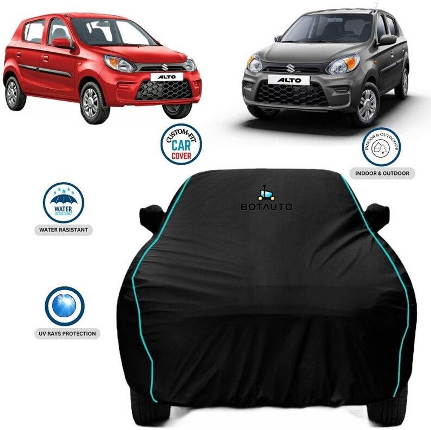 ACTIMO Car Cover For Maruti Suzuki Alto, Alto 800, Alto 800 CNG LX, Universal For Car (With Mirror Pockets)
