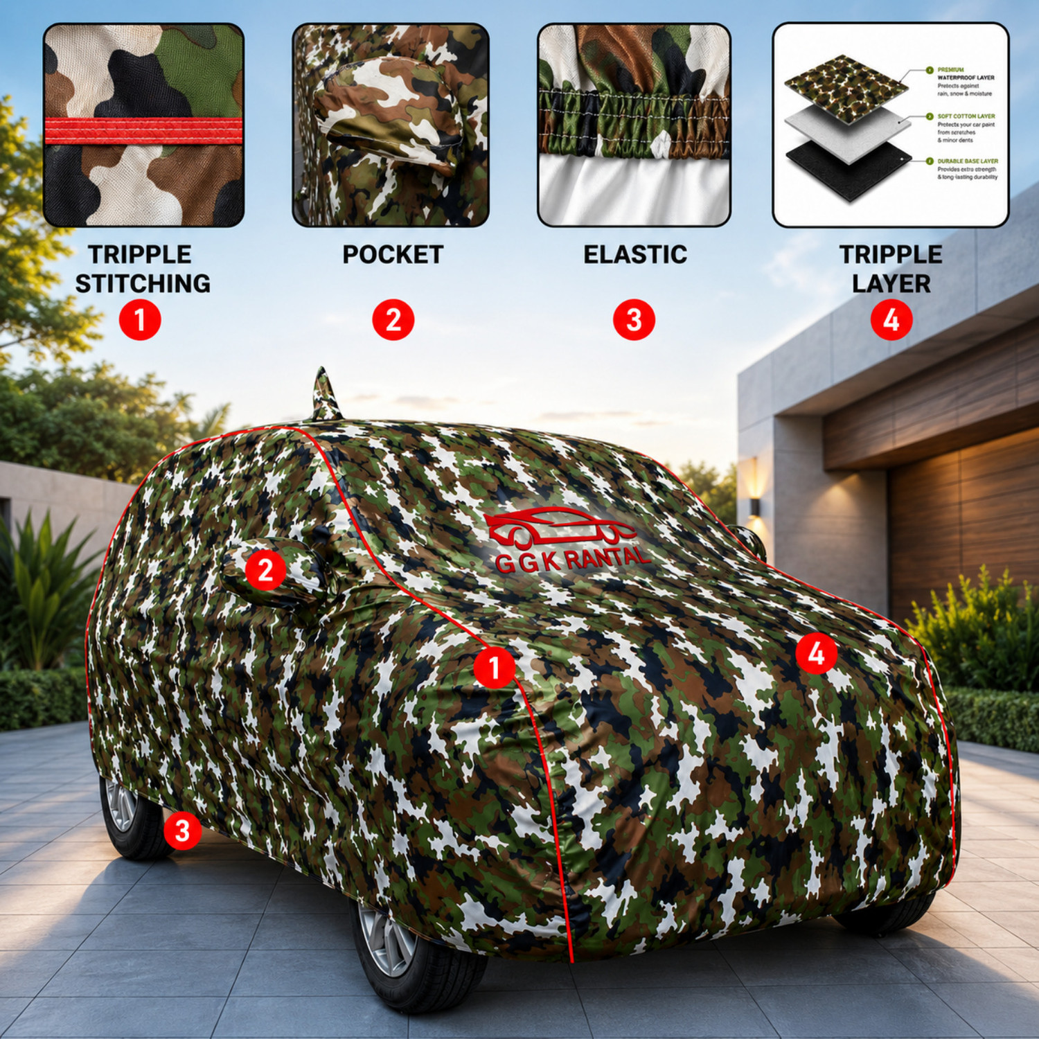 Image of G G K RANTAL Mahindra XUV 300, XUV300 W4 Diesel, XUV300 W6 Diesel, XUV300 W8 Diesel Body Cover (Multicolor, For 2020, 2021, 2022, 2023, 2024 Models)