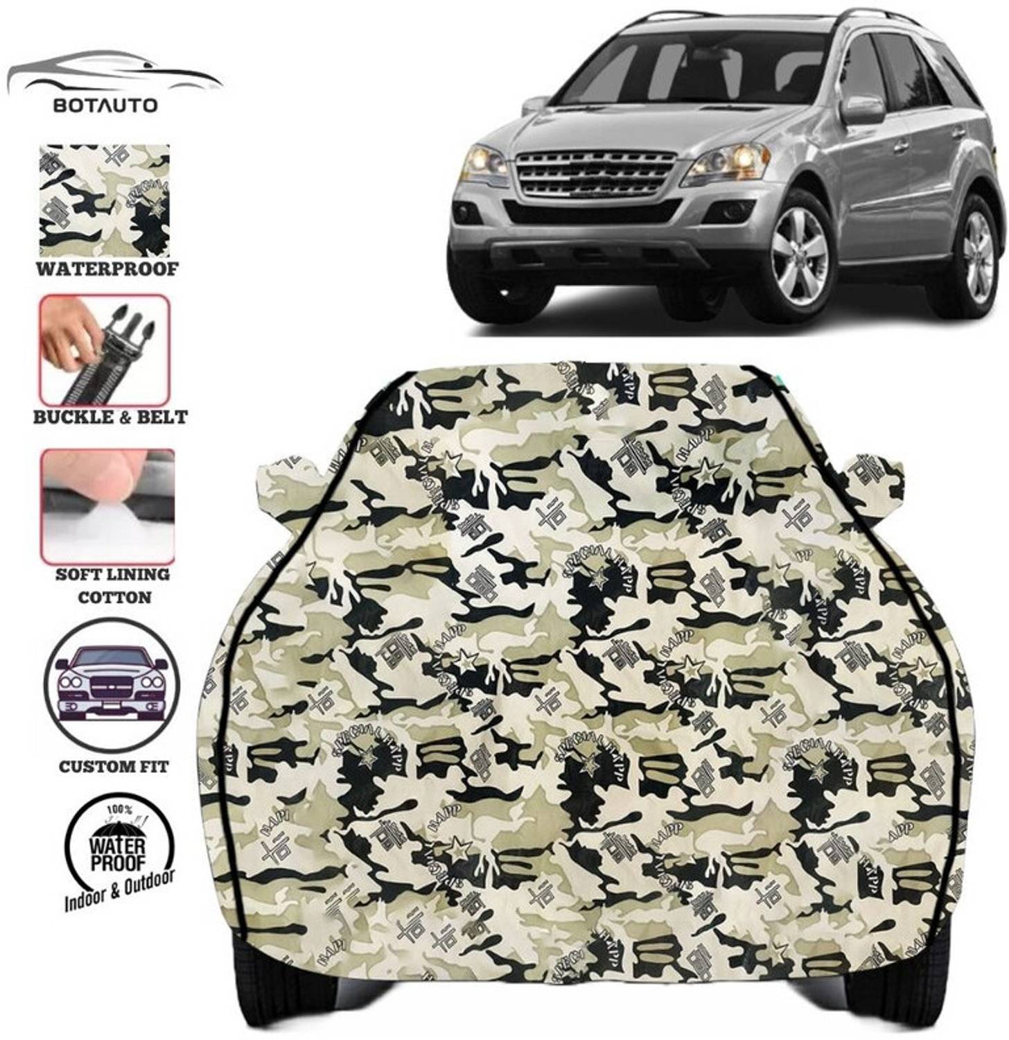 BOTAUTO Car Cover For Mercedes Benz ML350, Universal For Car (With Mirror Pockets)