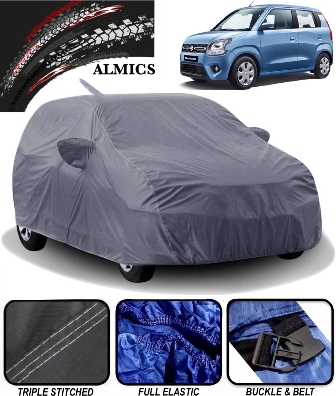 ALMICS Car Cover For Maruti Suzuki Wagon R EV (With Mirror Pockets)