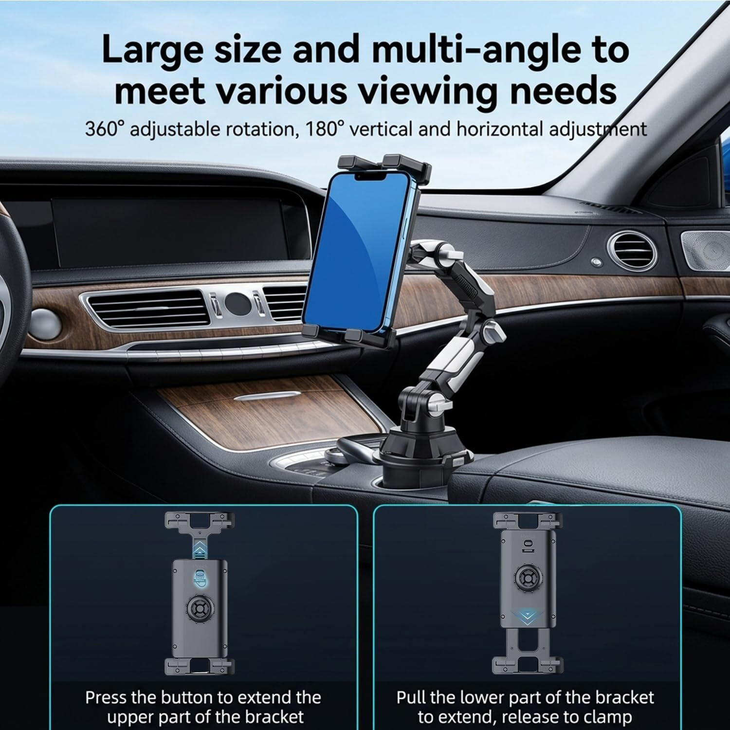 Image of Zorbes Car Cup Holder Phone Tablet Mount Mobile Holder