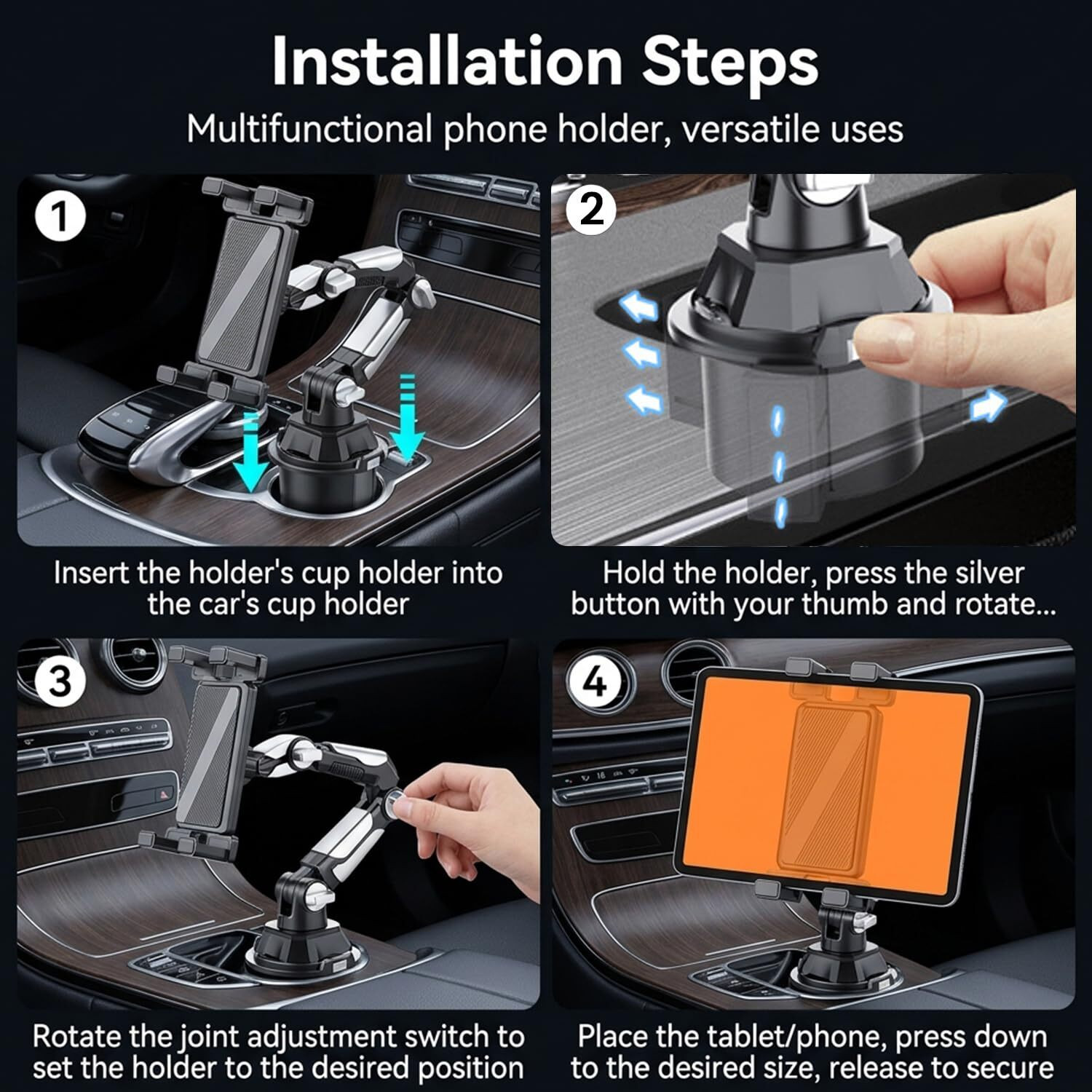 Image of Zorbes Car Cup Holder Phone Tablet Mount Mobile Holder