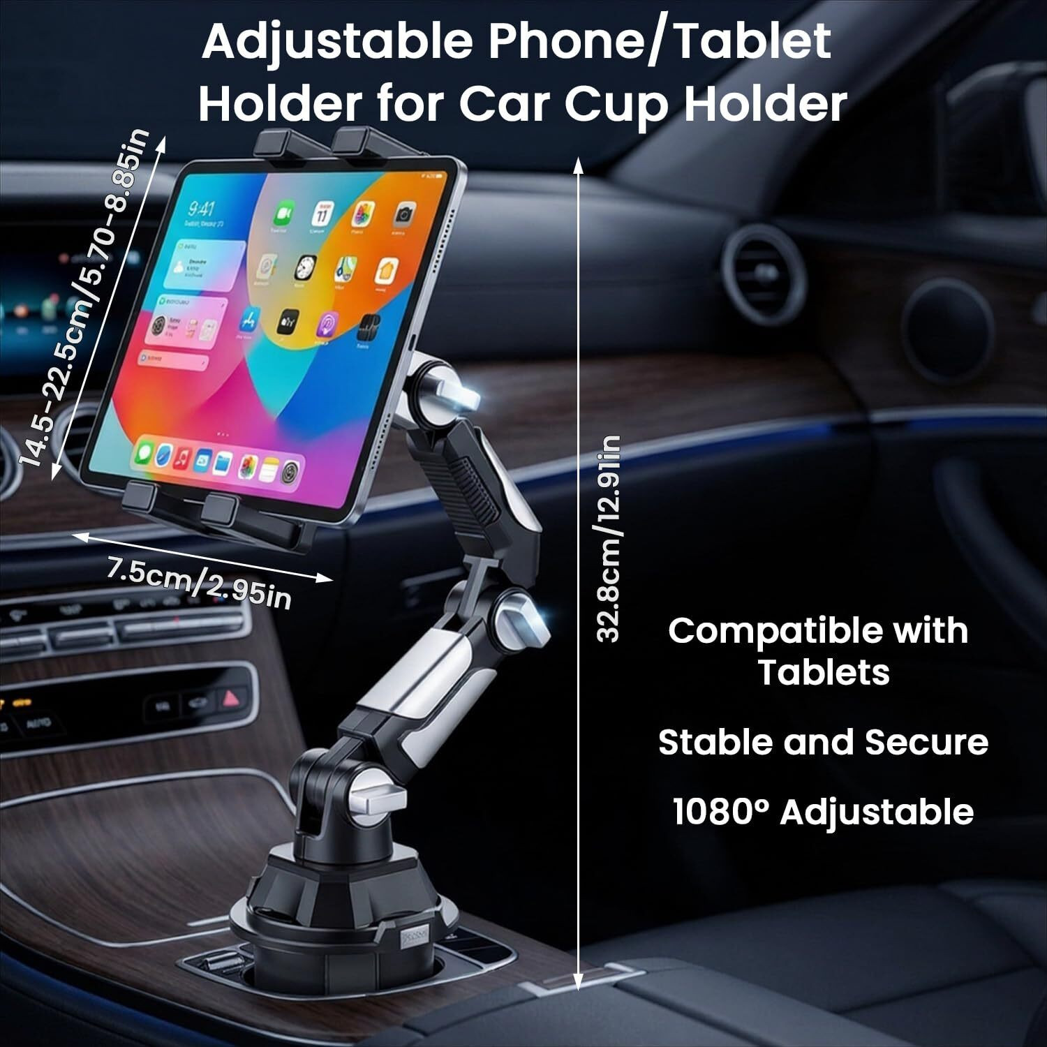 Image of Zorbes Car Cup Holder Phone Tablet Mount Mobile Holder