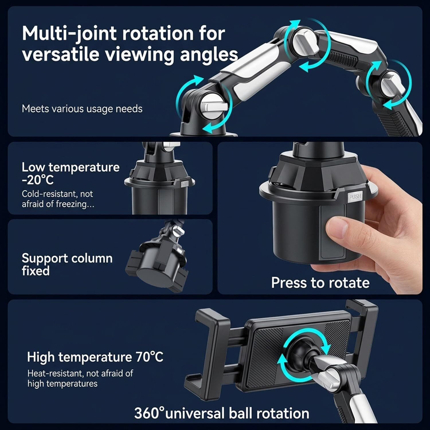 Image of Zorbes Car Cup Holder Phone Tablet Mount Mobile Holder