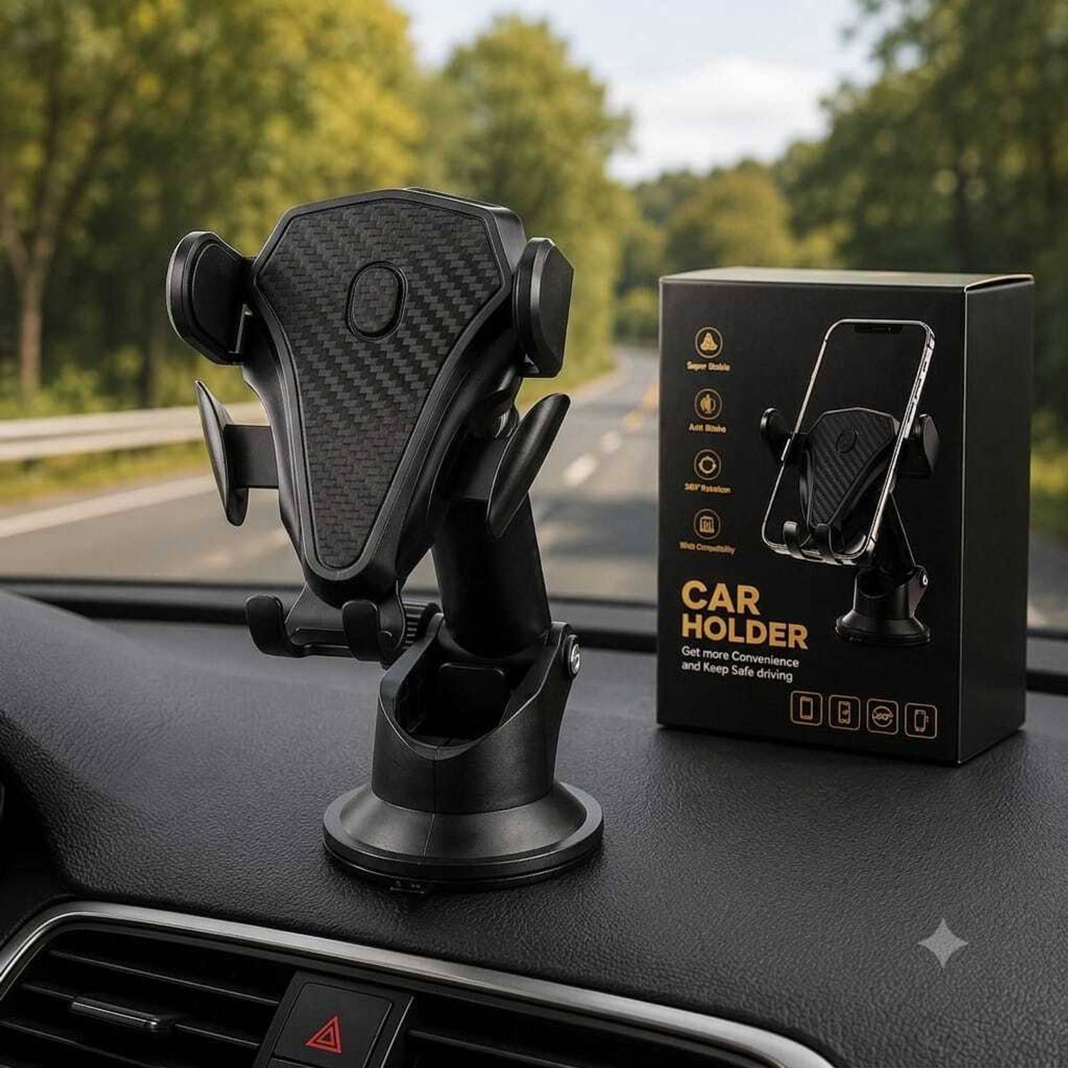 TRK SOLUTION Car Mobile Holder for AC Vent, Anti-slip, CD Slot, Clip, Dashboard, Headrest, Magnetic, Steering, Windshield