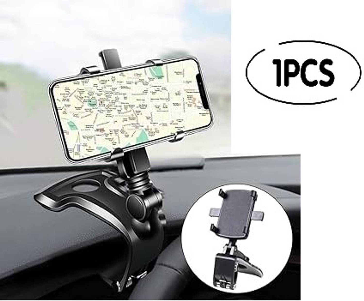 YOYOTRADERS Car Mobile Holder for Dashboard, Clip, Steering