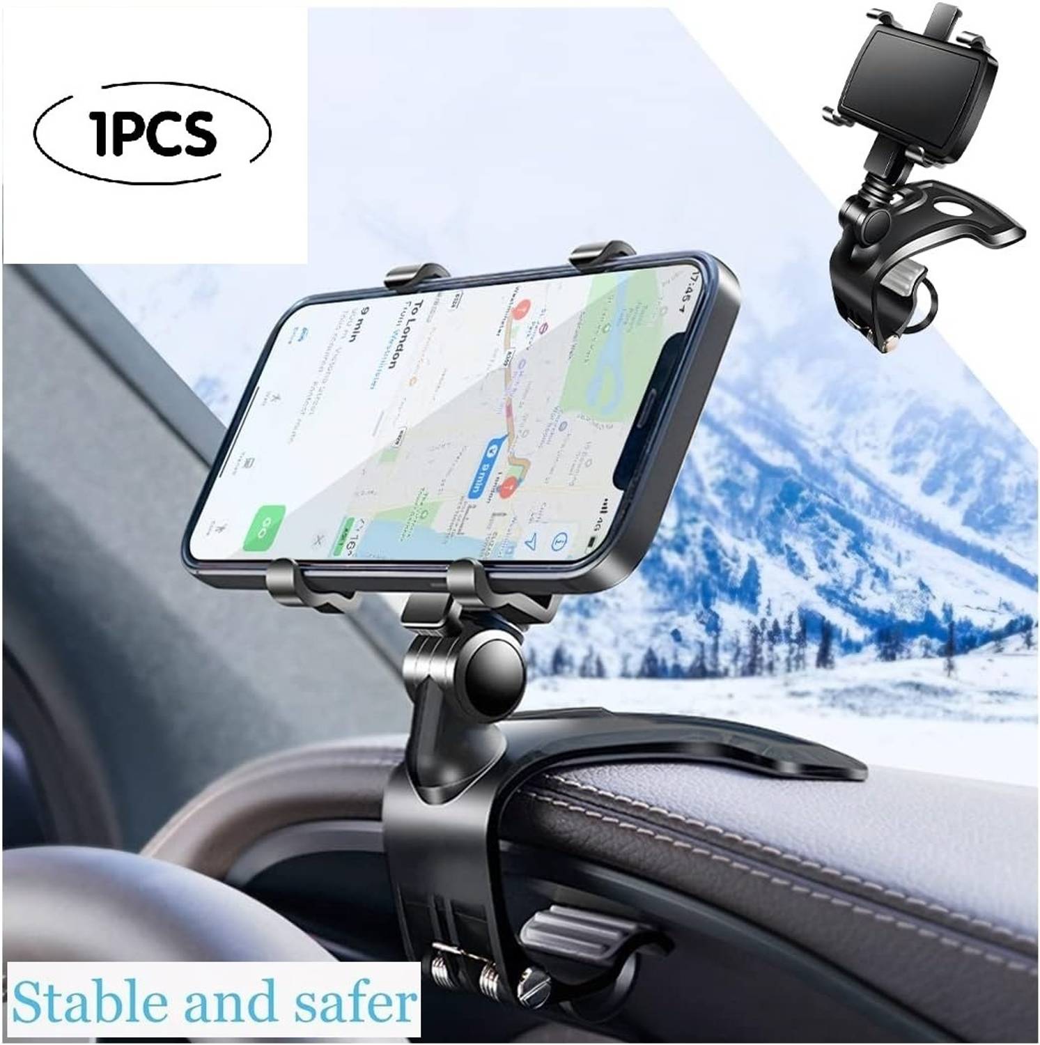 ESCODEVELOPER Car Mobile Holder for Clip, Dashboard, Steering