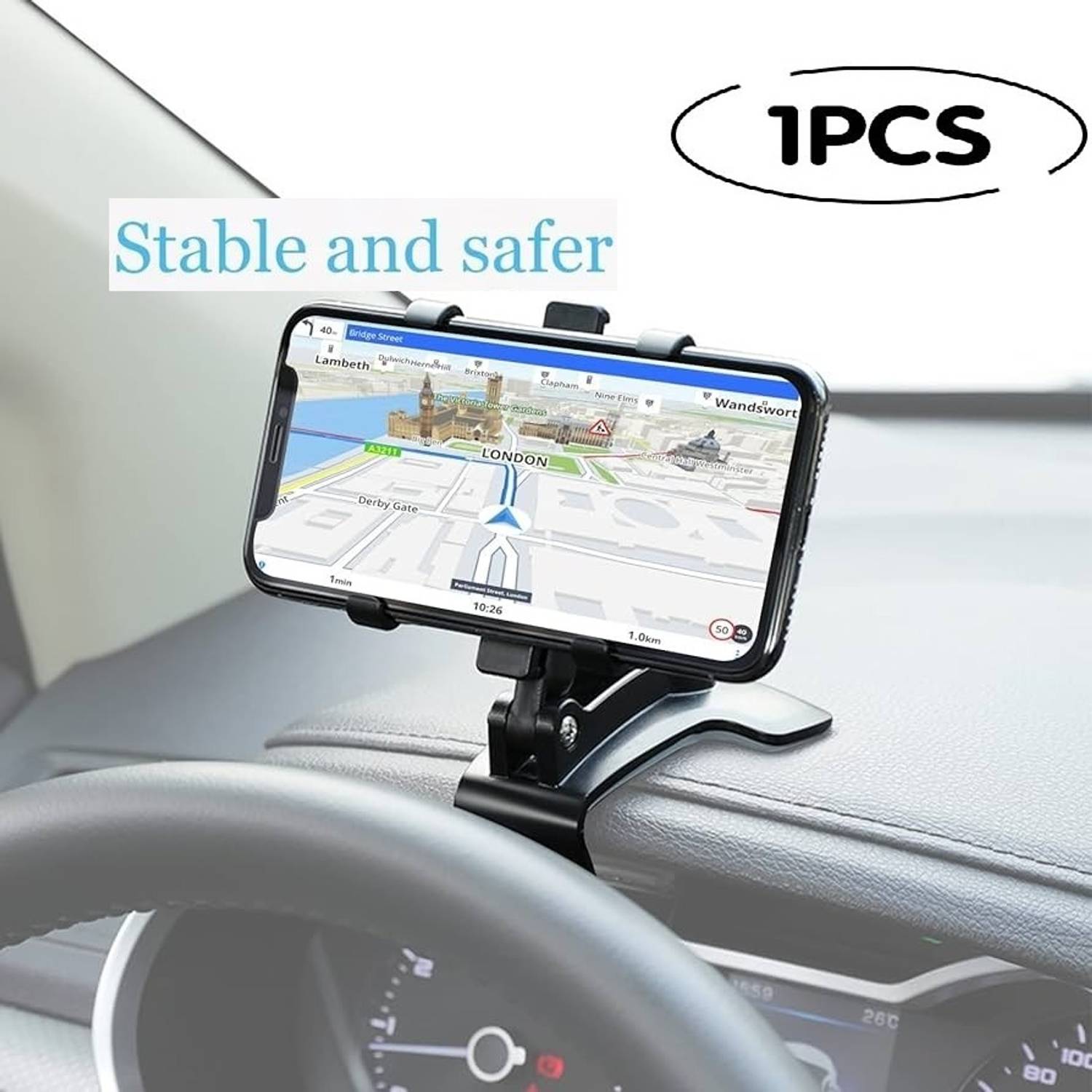 ESCODEVELOPER Car Mobile Holder for Clip, Dashboard, Steering