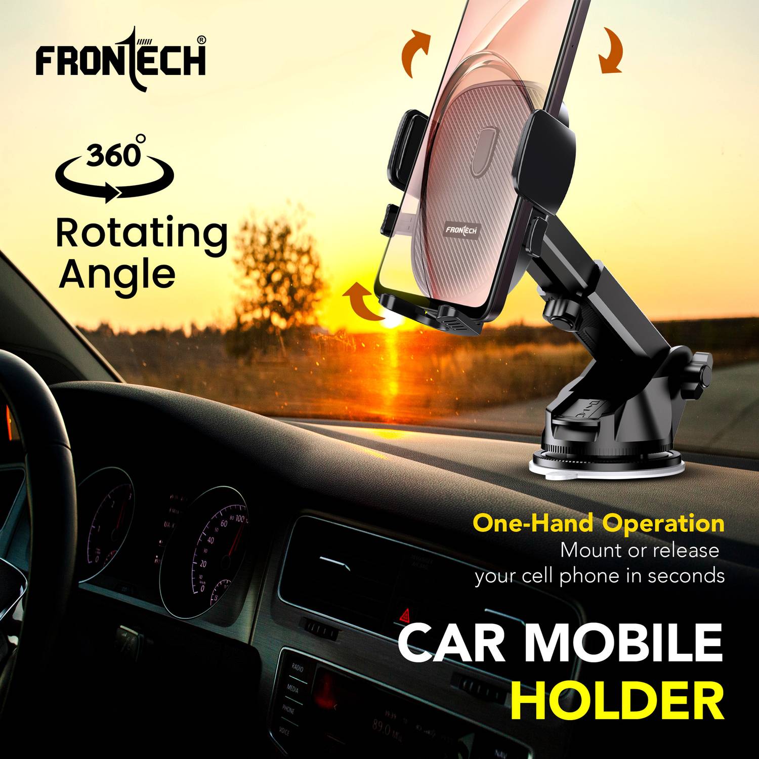 Frontech Car Mobile Holder Black - Image 2