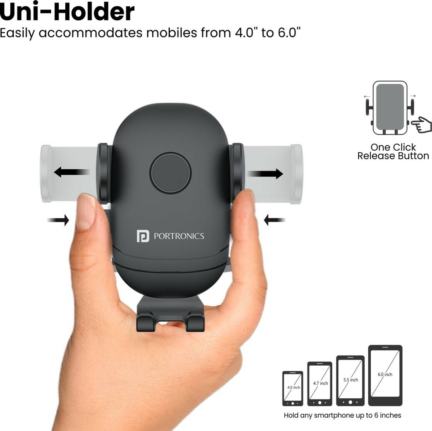 Portronics Car Mobile Holder Black - Image 2