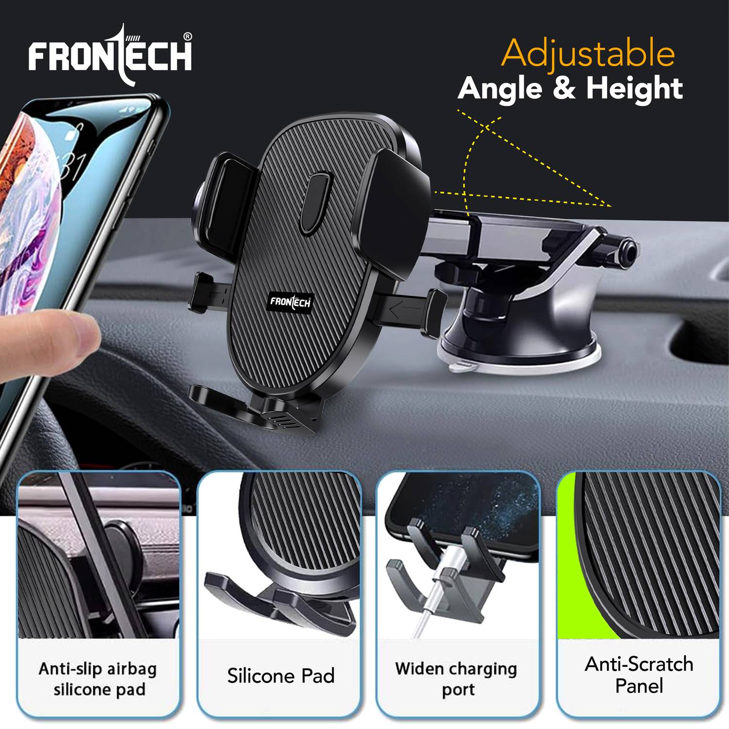 Frontech Car Mobile Holder Black - Image 5