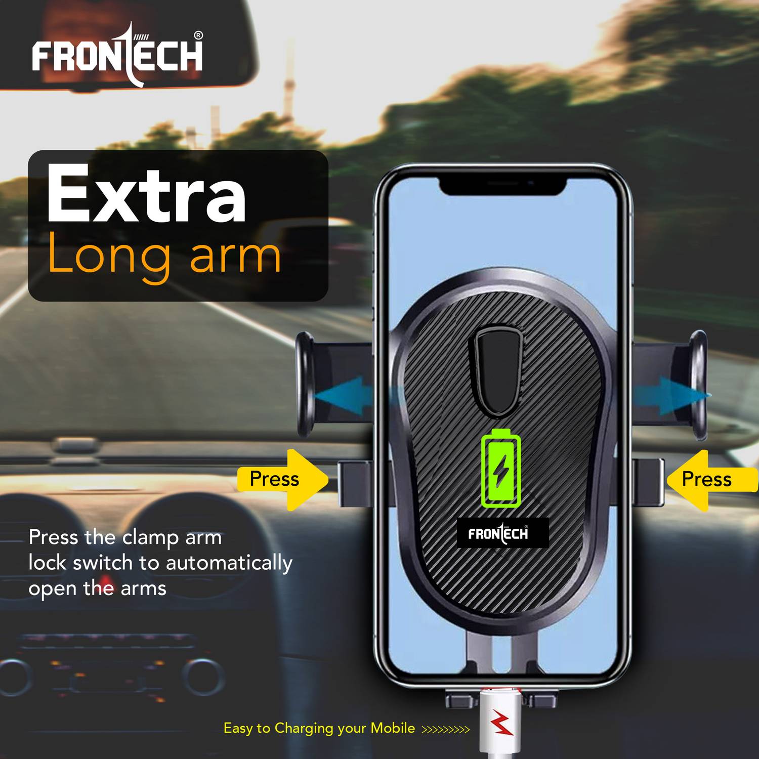 Frontech Car Mobile Holder Black - Image 4