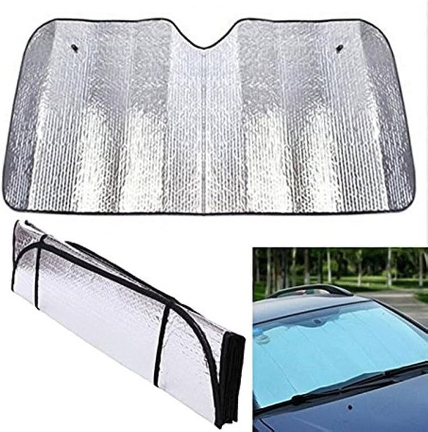 amsik Silver Sunshade Foil Curtain Foldable Car Sunshades for Front/Rear Windshield Car Curtain