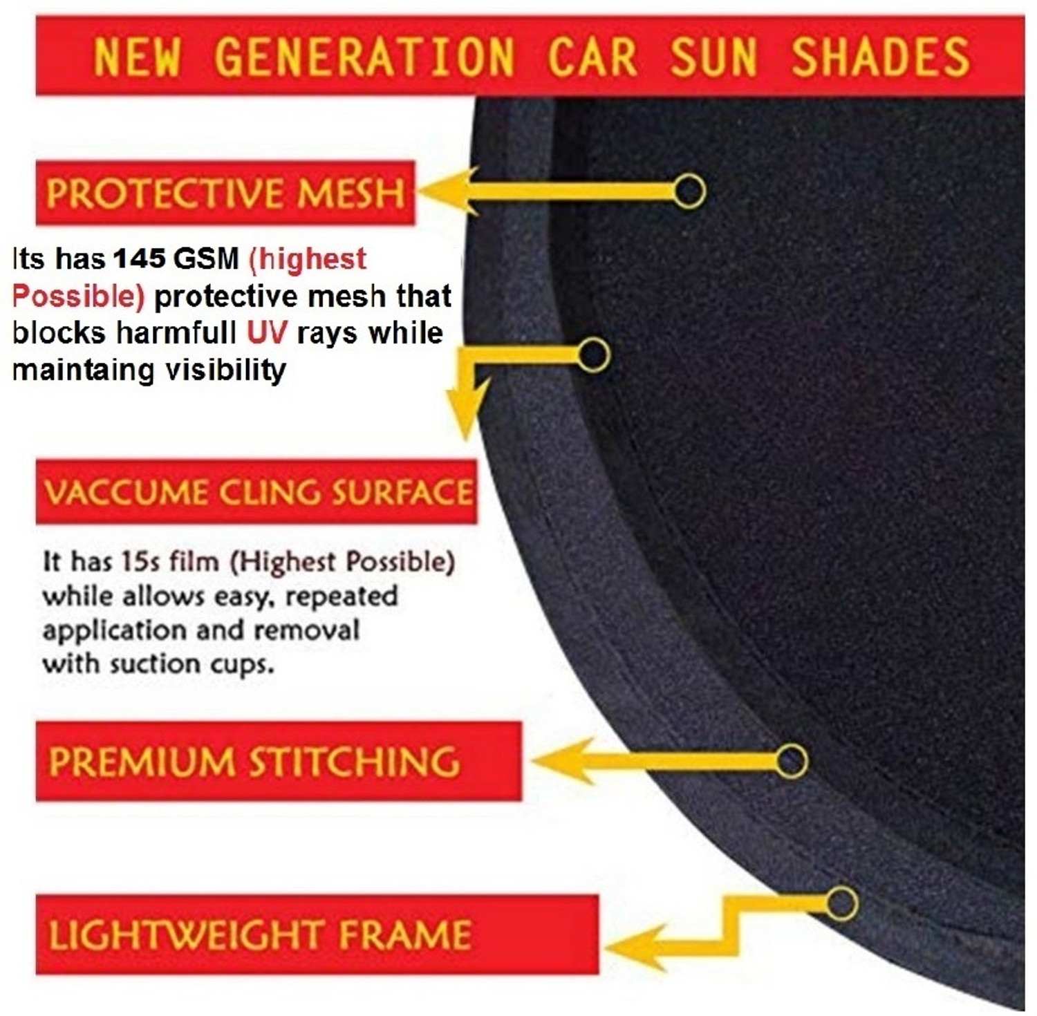Image of SGL Car side window sun shades, Pack of 5 pieces(ZZ Black), Fronx Car Curtain
