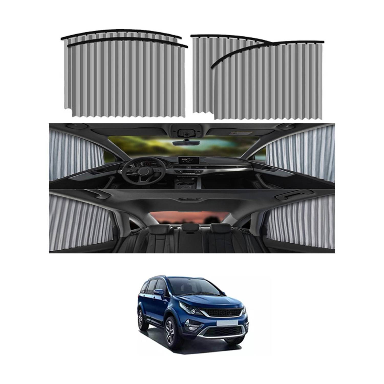 ABJD Car Silver Side Window Curtain Slideable Magnetic Curtains Easy to Install-139 Car Curtain