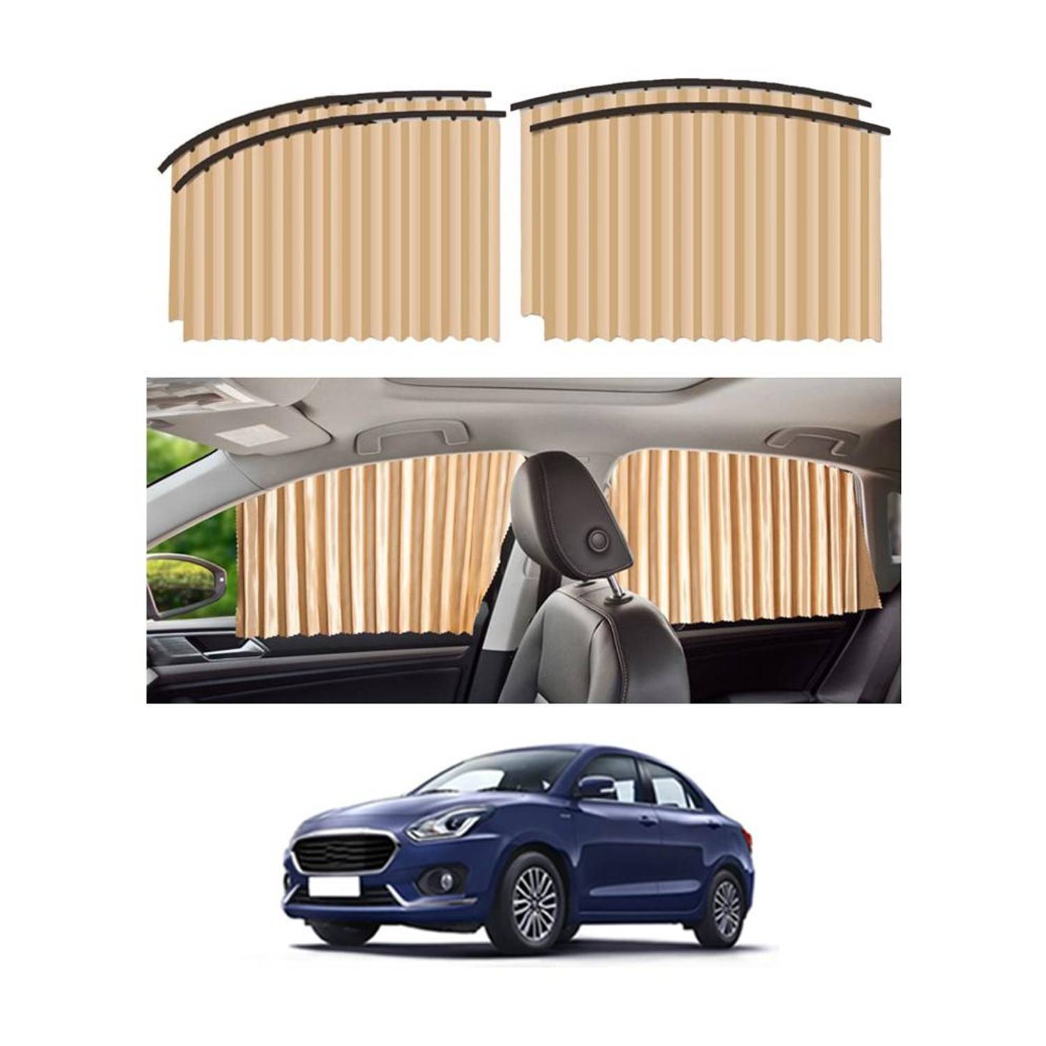 ABJD Foldable/Magnetic Side Window Car Curtain to Block UV Rays For Swift Dzire-2017 Car Curtain