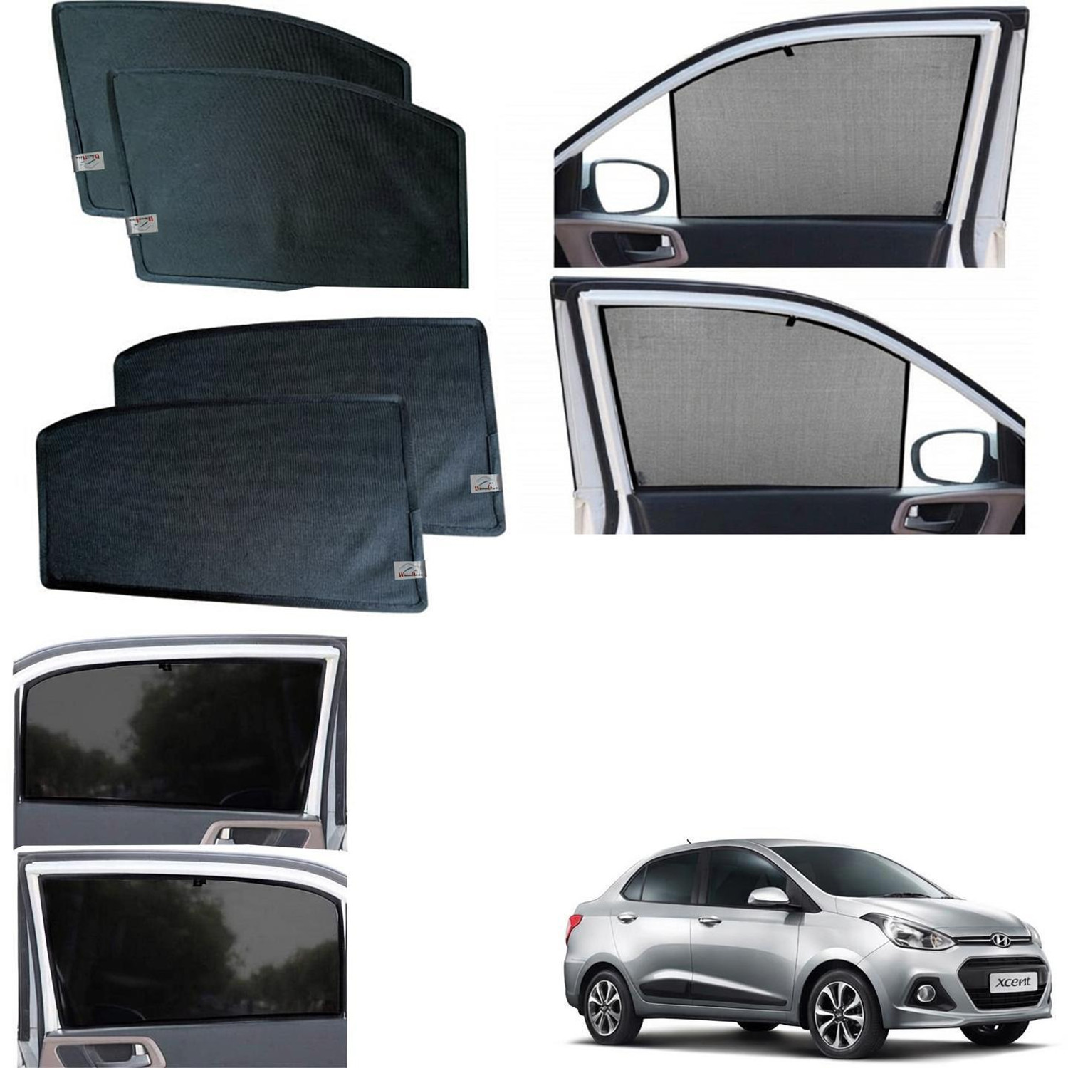 Image of WolkomHome Side Window Sun Shade For Hyundai Xcent (Black)