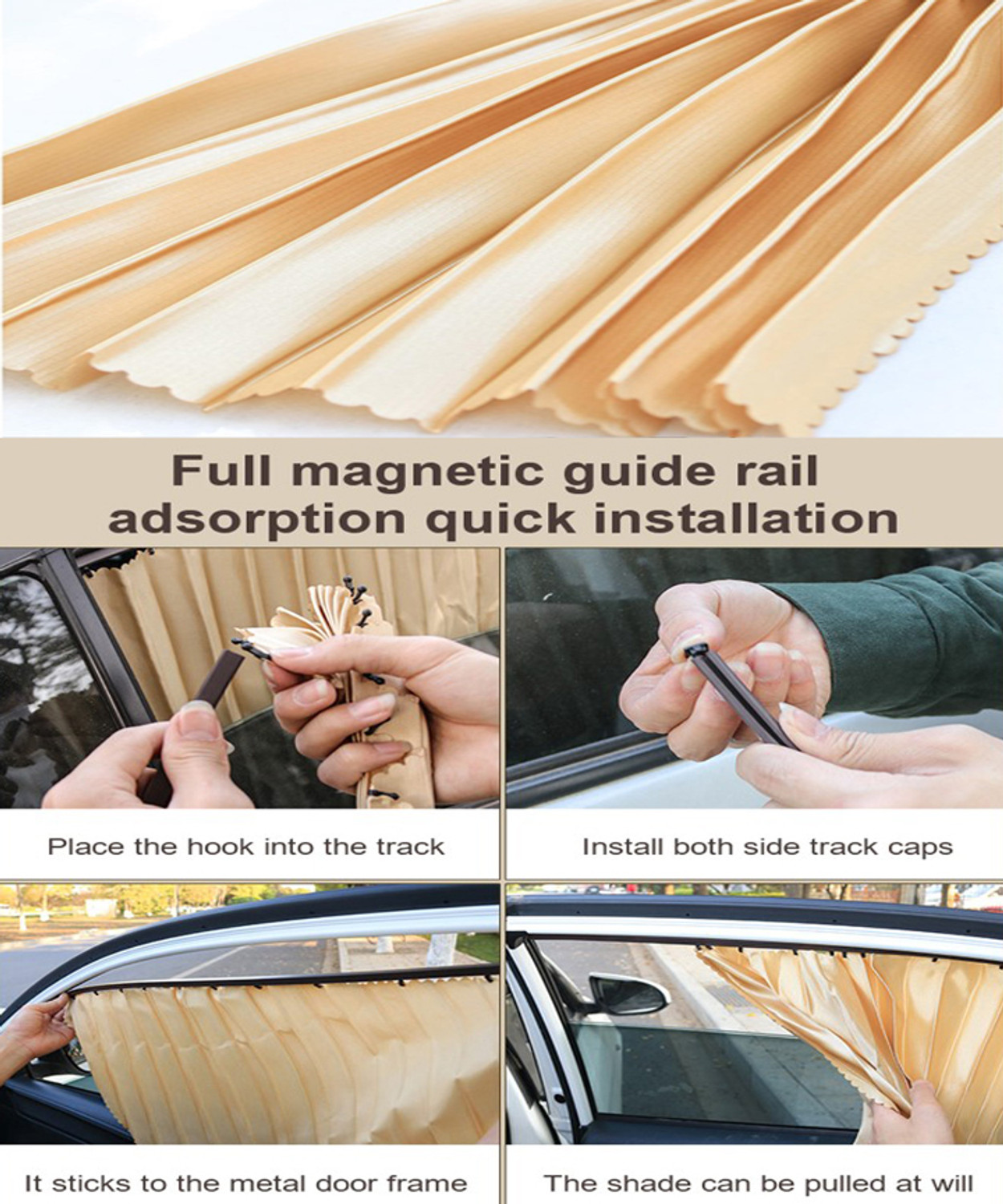 Image of ABJD Foldable /Magnetic Side Window Car Curtain to Block UV Rays For Swift Dzire-2017 Car Curtain