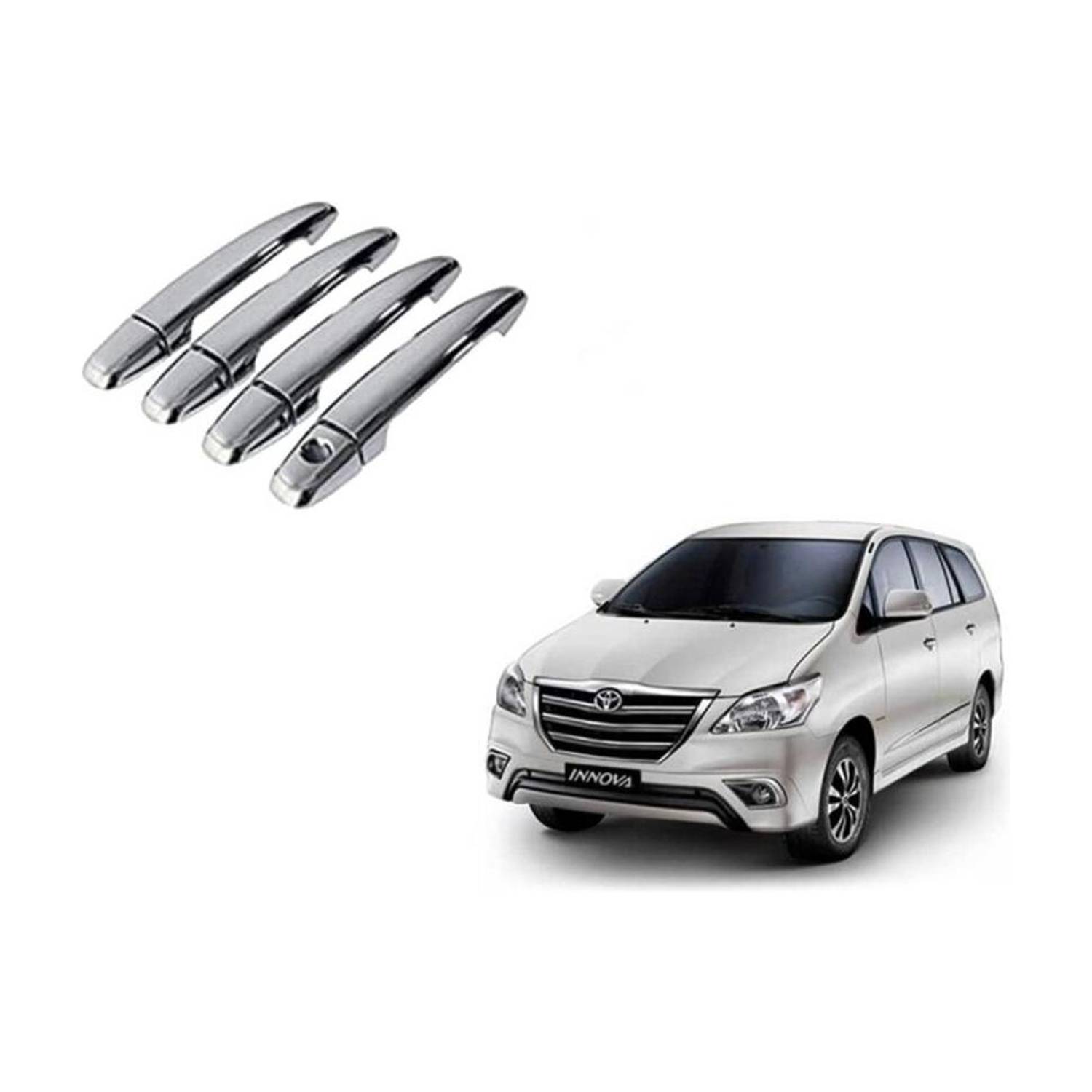 AMARIO Premium Quality Chrome Door Handle Catch Cover For Innova 2012-2015 Set Of 4 Toyota Car Door Latch