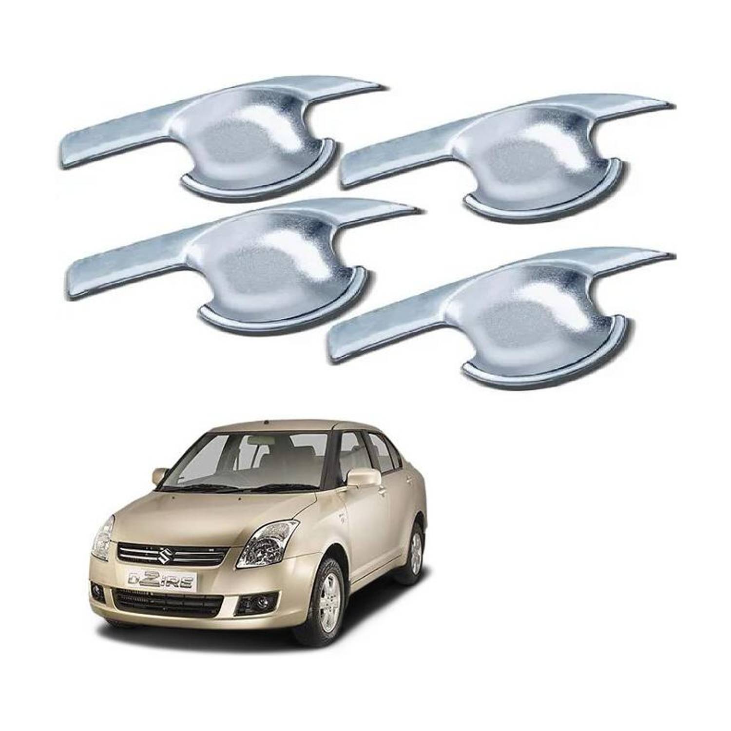 AutoZeal Swift Dzire Door Guard Finger Guard Protection Bowl Chrome Cover Maruti Car Door Latch