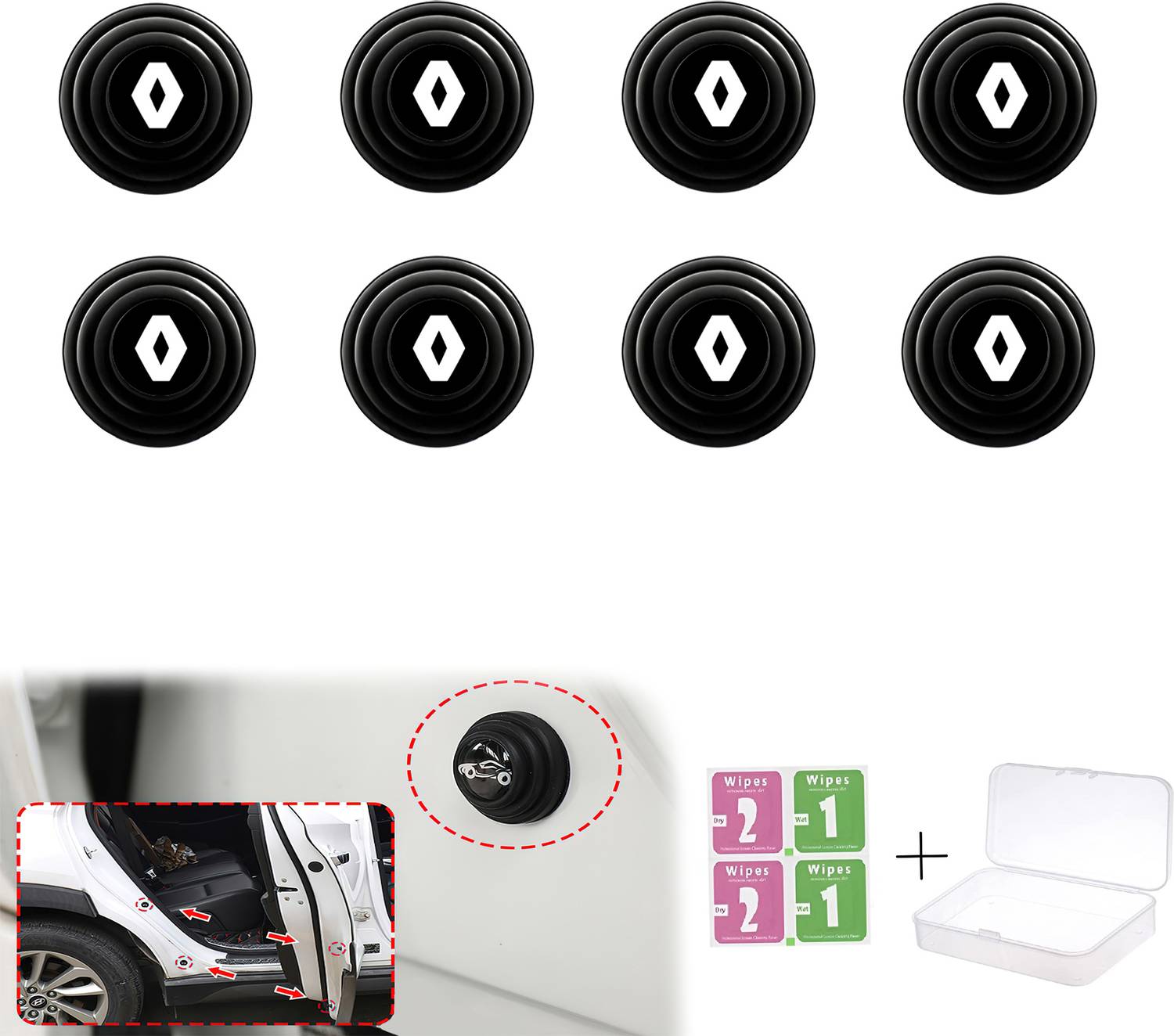 brainle Car Door Shock Absorber Soundproof Pads Rubber Hood Pad Sound Proof Stickers Car Door Panel