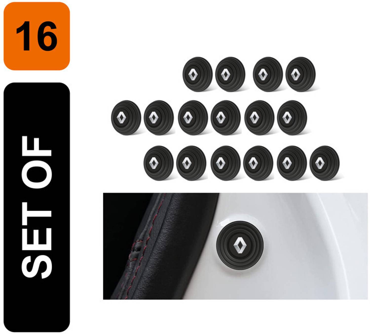 Allure Auto 16 Soft Rubber Door Buffer Pads Compatible For Renault Car Door Panel