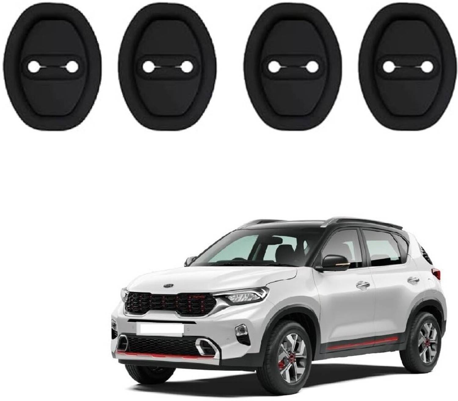 Beamerzz Door Lock Protector Cover 4 PCS Car Silicone Rubber.-0S Car Door Panel