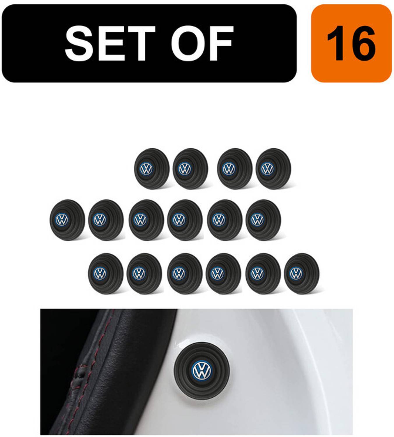 Allure Auto 16 Pieces Rubber Car Door Impact Protection Pads For Volkswagen Car Door Panel