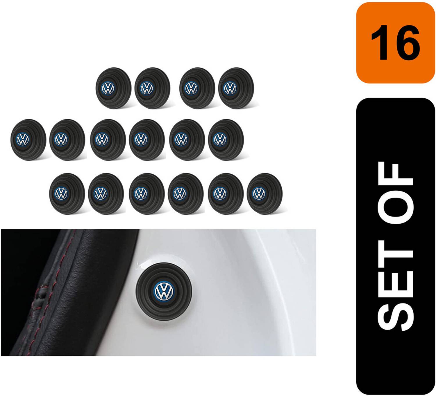 Allure Auto Pack of 16 Rubber Car Door Bumper Cushion Pads For Volkswagen Car Door Panel