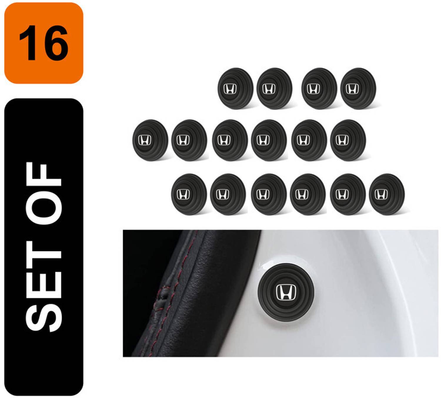 Allure Auto 16 Soft Rubber Buffer Pads for Door Impact Protection For Honda Car Door Panel