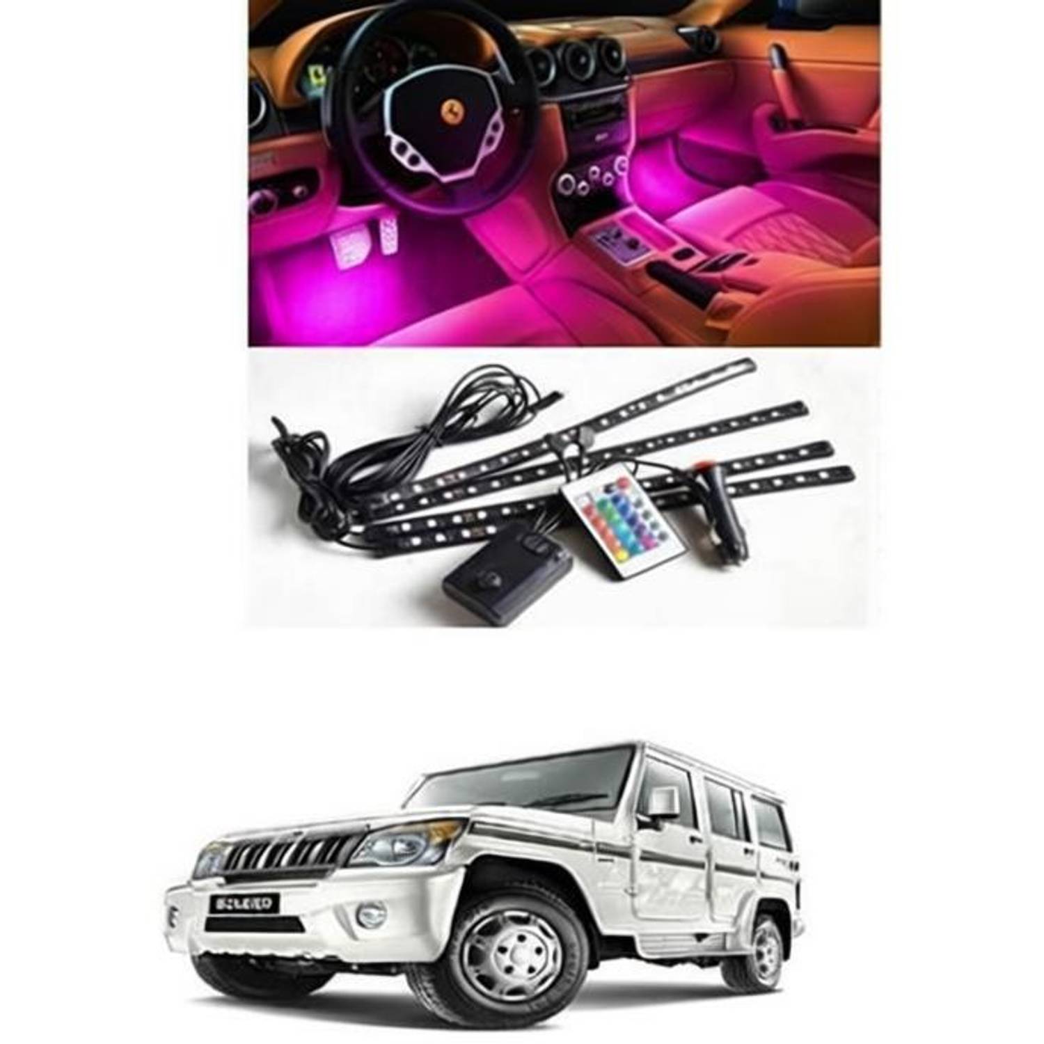 APICAL Car Atmosphere Lights Car LED Strip Light 4pcs For Bolero Car Fancy Lights