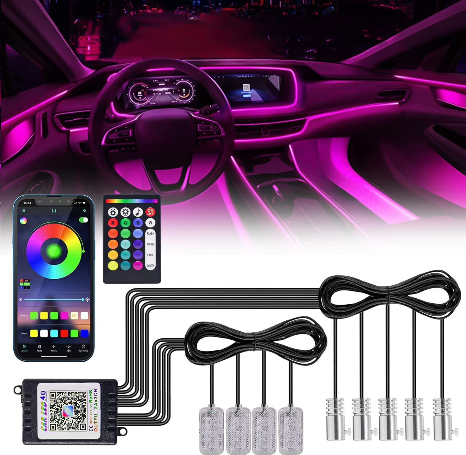 Image of AutoPowerz Multicolor 9IN1 Car Interior Under Dash Vibe Ambience Atmosphere and Neon L Car Fancy Lights