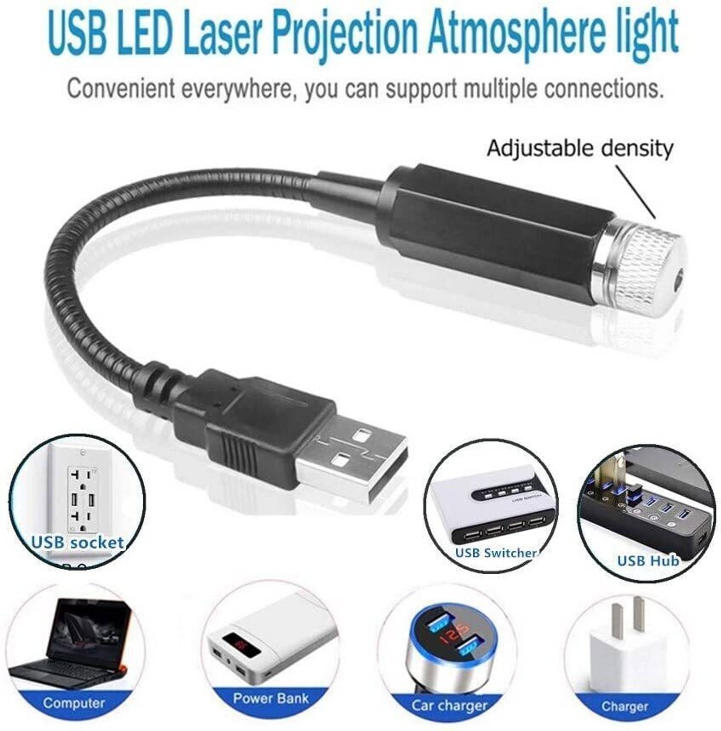 Campark Romantic Roof Star Projector Night Lights?Usting 2020 Flexible USB Night Lamp Fit All Cars Ceiling Decoration Light Interior Ambient Atmosphere for Bedroom,Party,Walls - Plug and Play (red Color) Car Fancy Lights