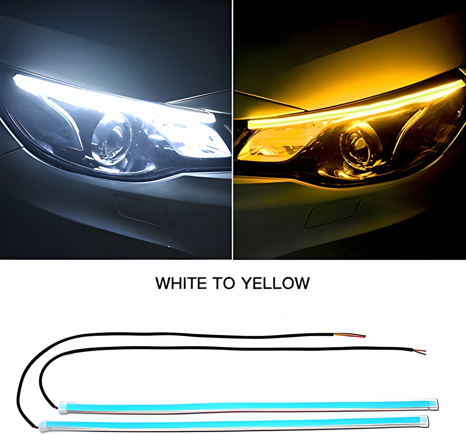 Image of CHINKI TRADERS TWO COLOUR LED DRL STRIP 60CM Car Fancy Lights (White, Yellow)