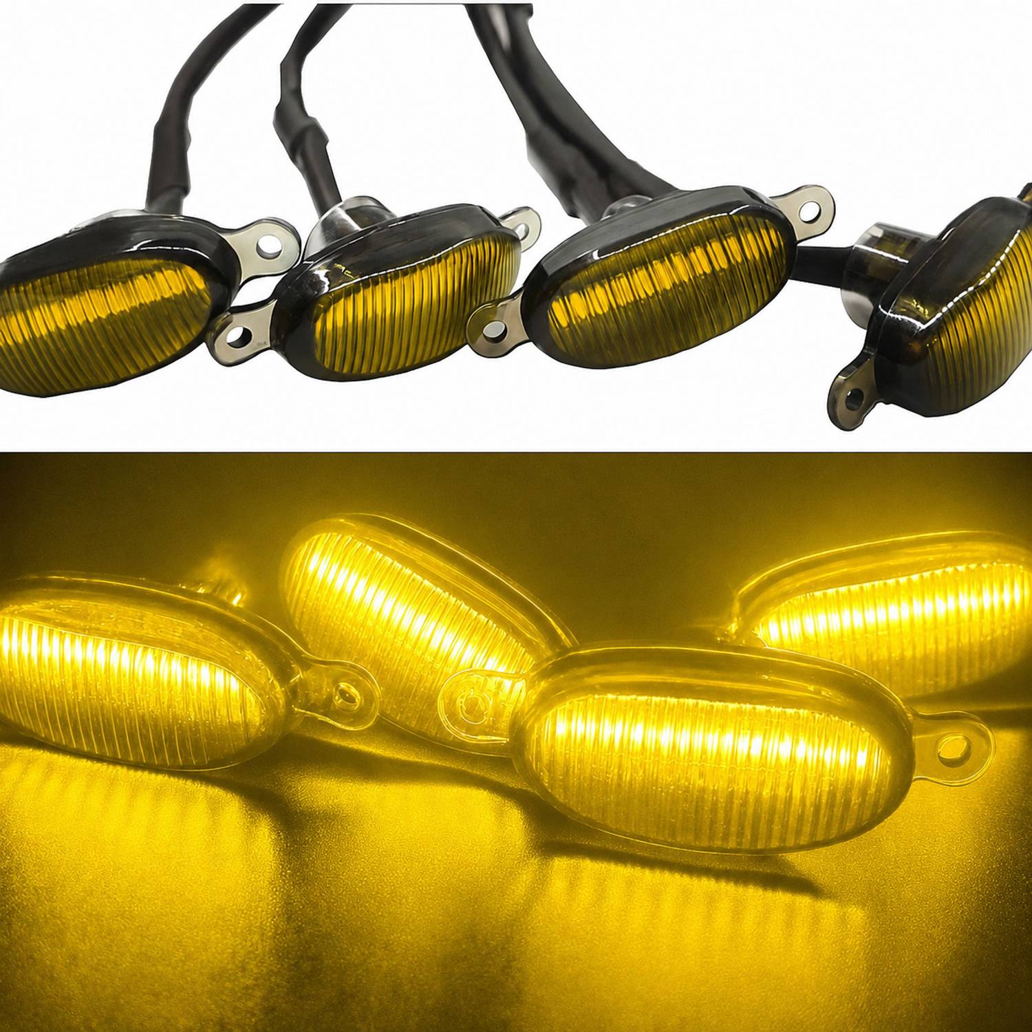 CARMAZE 4X4 Amber LED Grill Lights for Jeep, Thar, SUV & Truck Car Fancy Lights