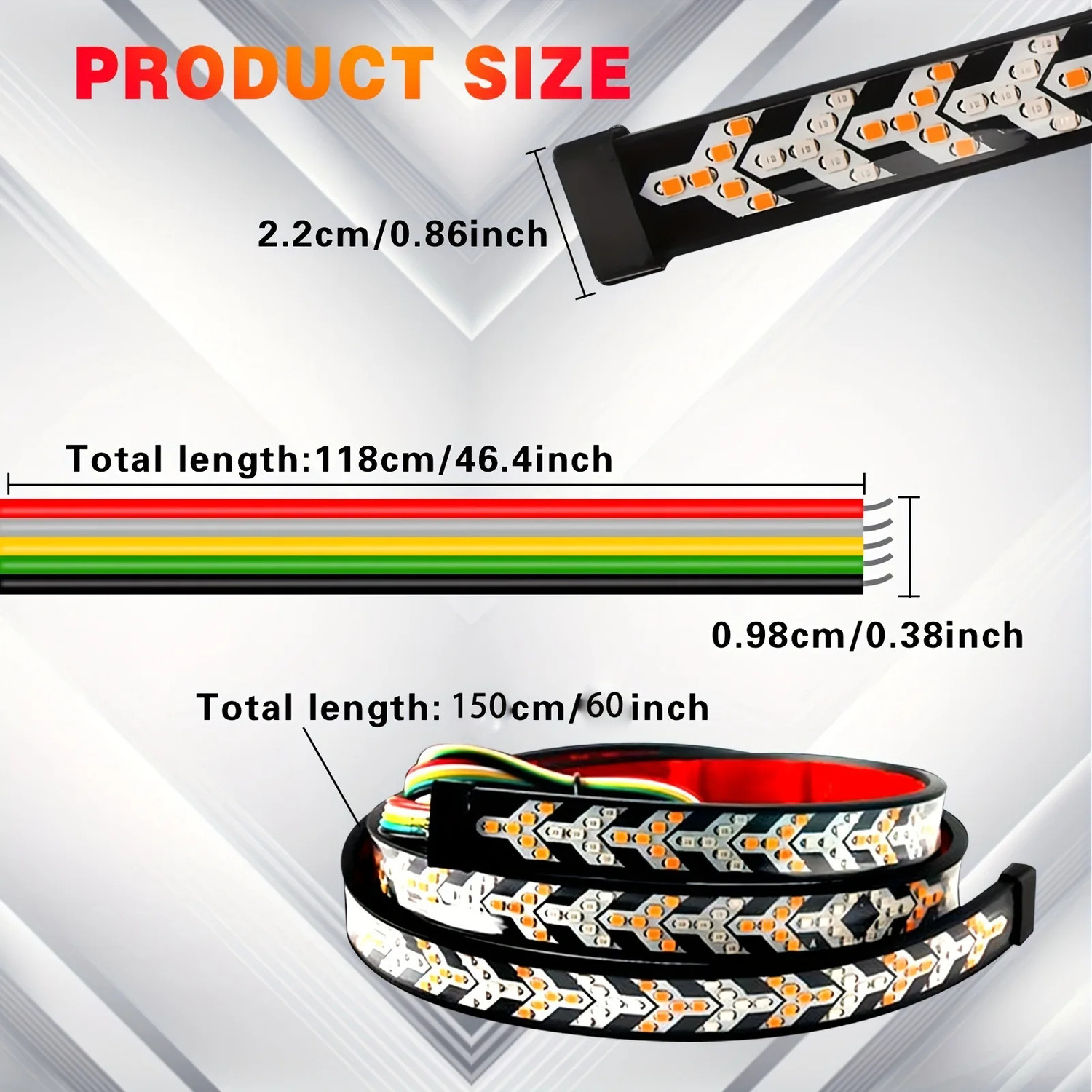 Image of SONSOU Car Brake Turn Signal Trunk,Tail Reverse LED Strip Light For Jeep,Pickup & SUV Car Fancy Lights