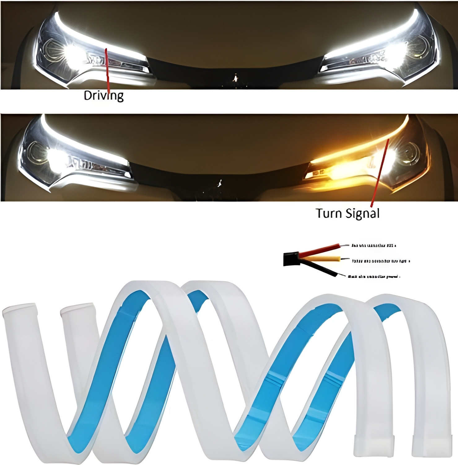 Image of CHINKI TRADERS TWO COLOUR LED DRL STRIP 60CM Car Fancy Lights (White, Yellow)