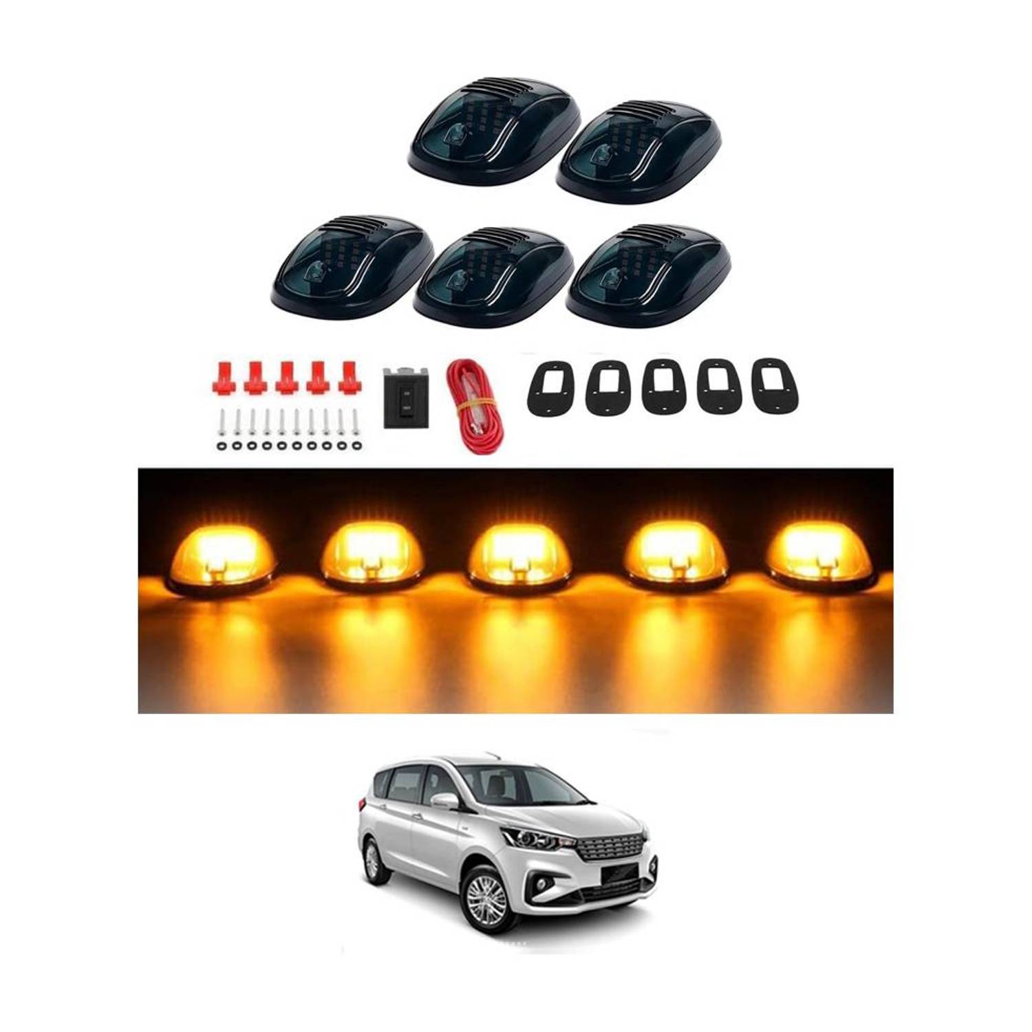 ABJD Roof Top Mouse Marker Smoked Running LED Lights Kit For Ertiga Maruti Suzuki2018 Car Fancy Lights