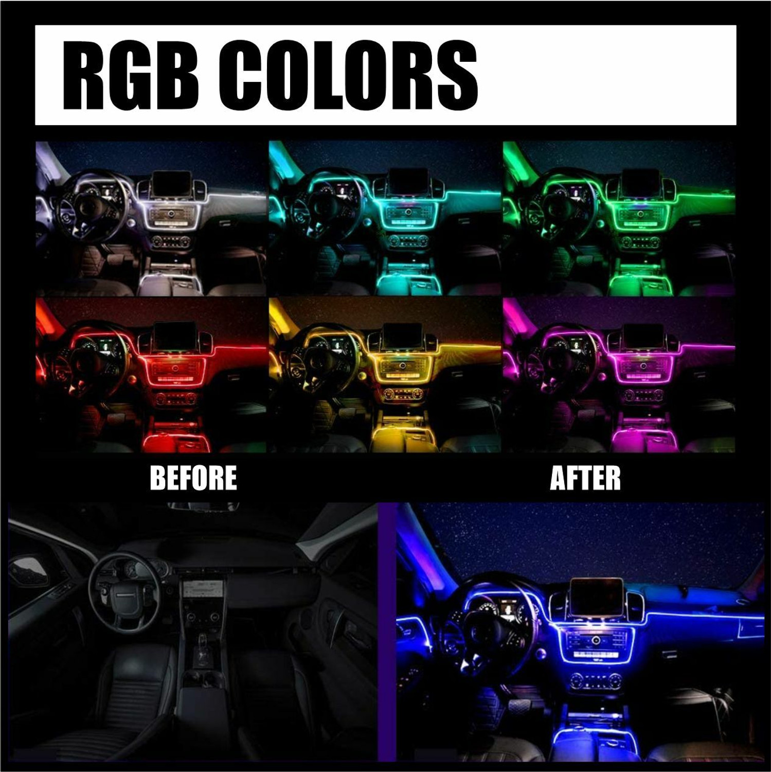 Image of ASRYD Flexible EL Neon Strip 6M LED RGB Interior Decorative Light for Car Fancy Lights