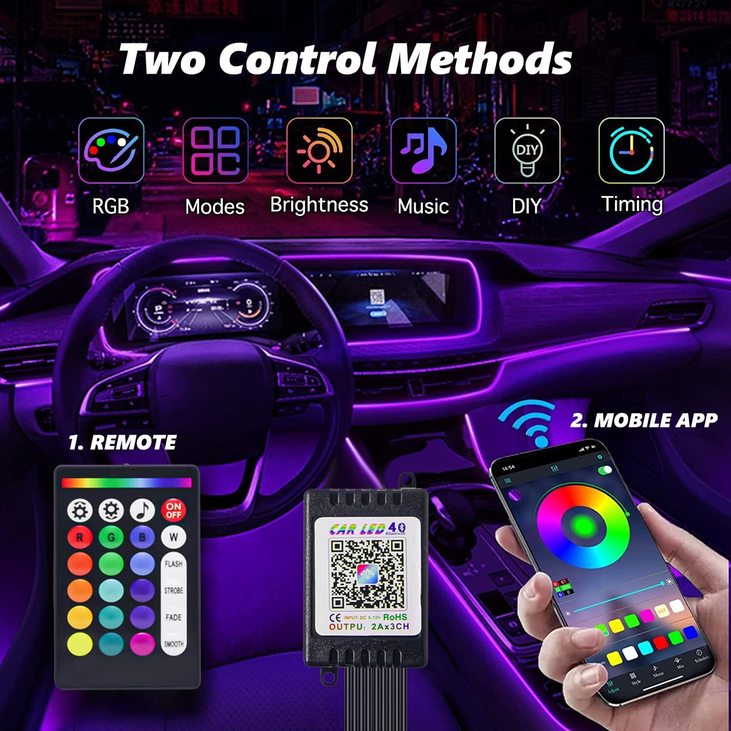 Image of AutoPowerz Multicolor 9IN1 Car Interior Under Dash Vibe Ambience Atmosphere and Neon L Car Fancy Lights