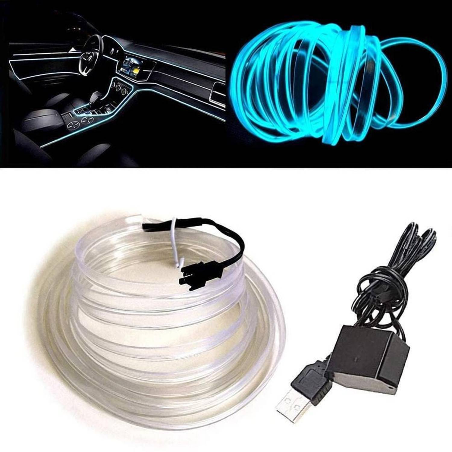 ACCESSOREEZ BXtremeZ EL Wire Car Interior Light for All Cars with Adapter (5 Meter) Car Fancy Lights