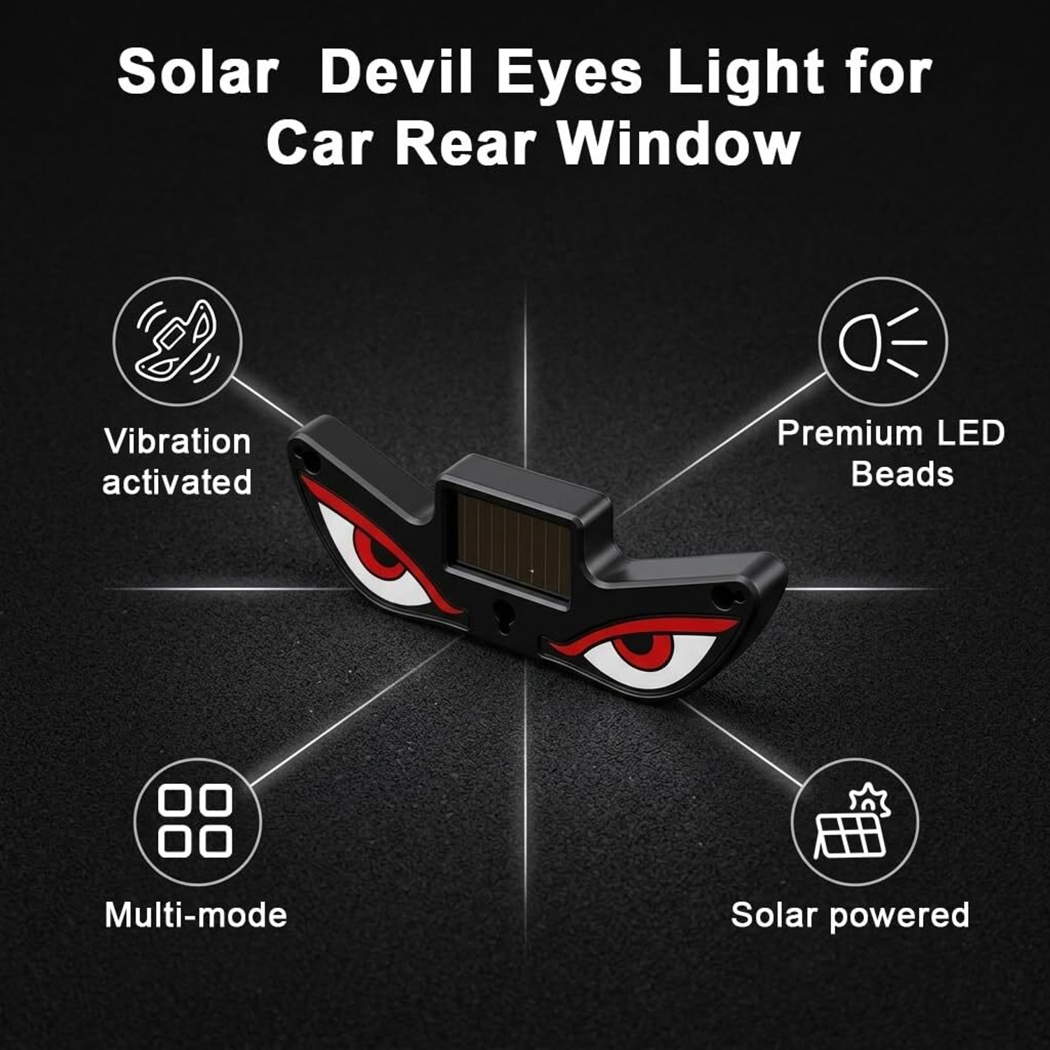 Image of MIVO Car Rear Windshield Solar Devil Eye Light | Triangle Shape LED Warning Car Fancy Lights