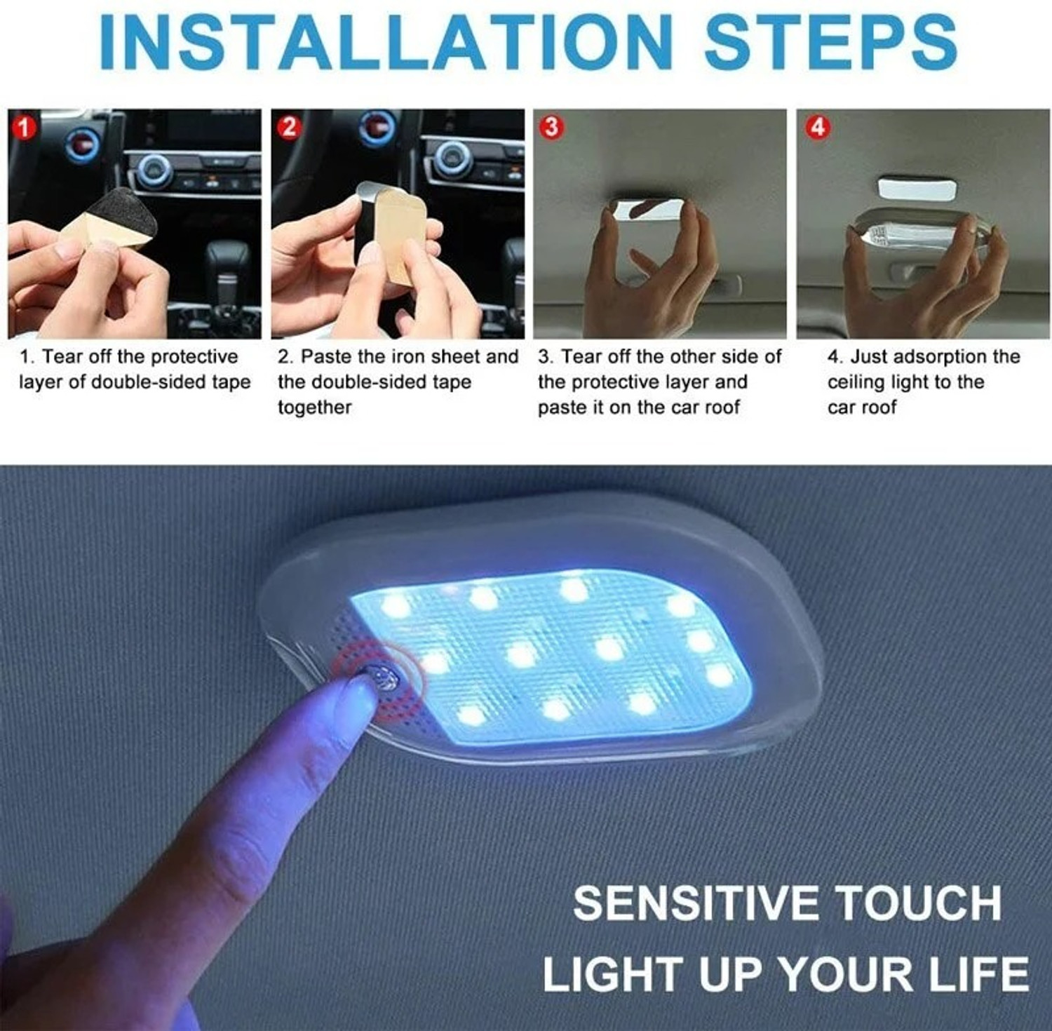 Image of QAWACHH Universal Lighting Magnetic Ceiling Dome Light for Car , flood light Car Fancy Lights