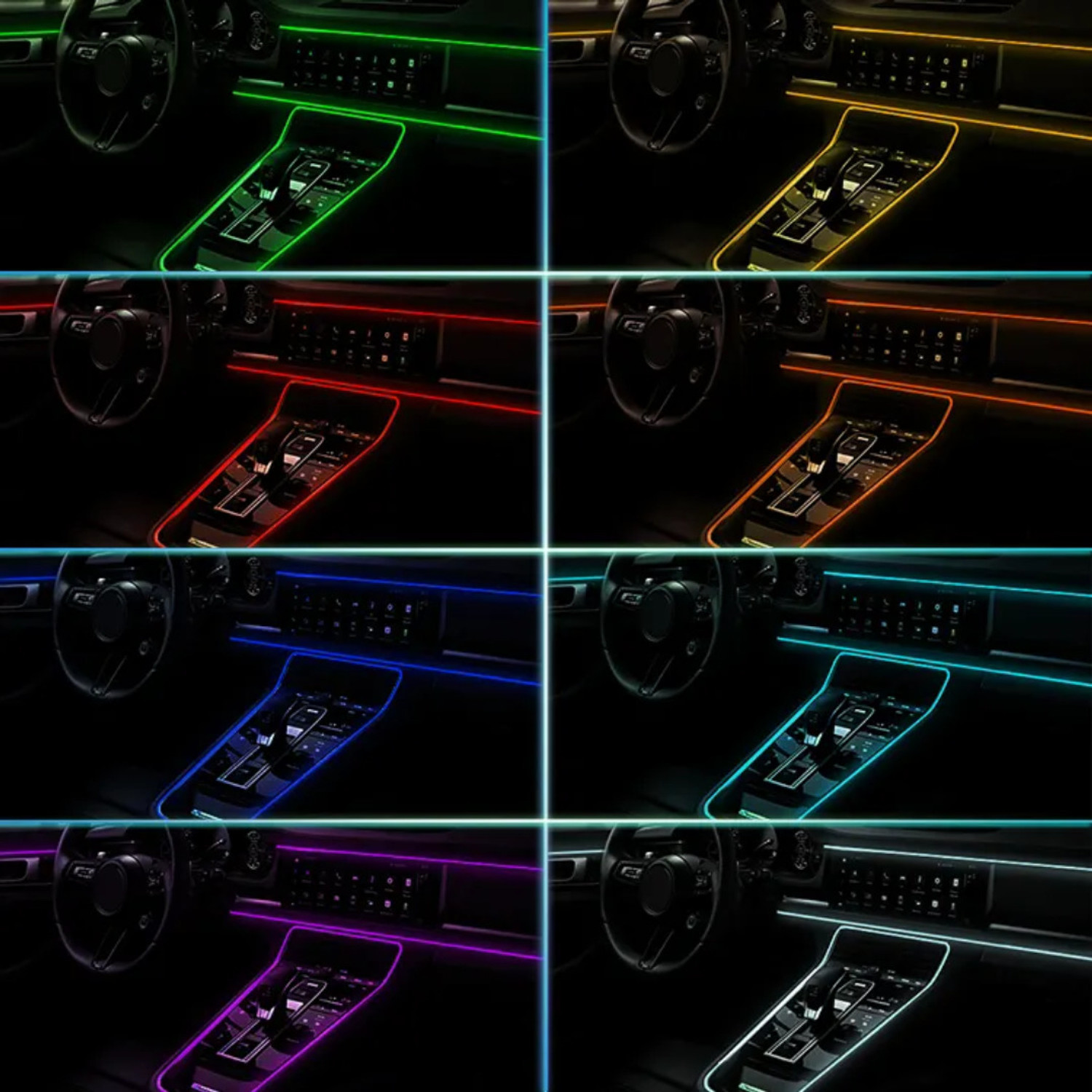 Image of AutoPowerz Multicolor 9 in 1 Car Interior Under Dash Vibe Ambience Atmosphere Neon Light Car Fancy Lights