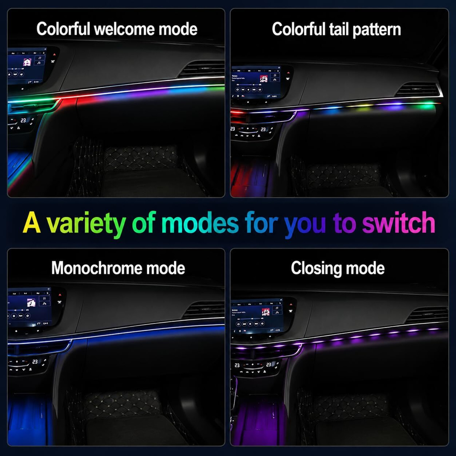Image of eXarioGadget 110cm+25cm Music Controlled Car Ambient Light USB K4 Magic Lights App & Remote Car Fancy Lights (Multicolor)
