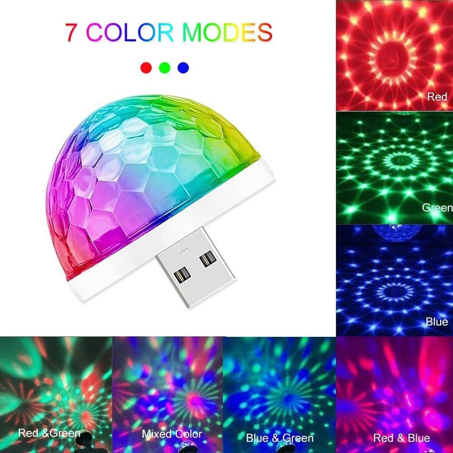 Campark USB Mini Disco Light,Sound Activated Party Light Dj Stage Light, Strobe Lights for Parties Apply Birthday, Bar, Karaoke, Wedding Show, Xmas, Halloween, Light UP Your Life! Car Fancy Lights